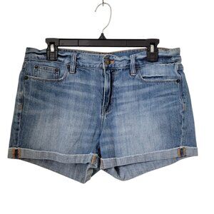 J. Crew Size 29 Blue Denim, Distressed, Cuffed Hem, Jean Shorts